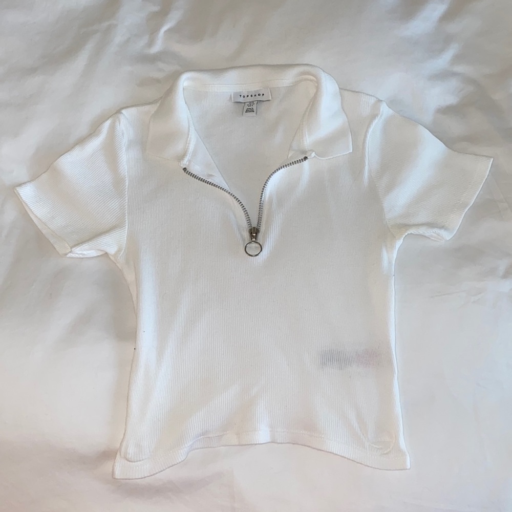 TOPSHOP never worn zip up t-shirt with collar